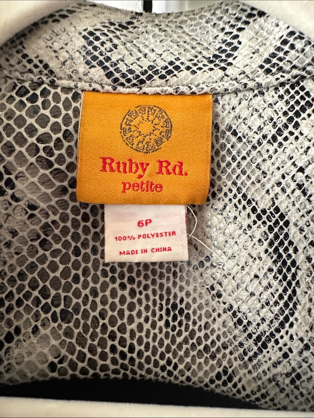 Ruby Rd. Snake-Print Zip Front Jacket - Grey & Cream - Picture 3 of 4
